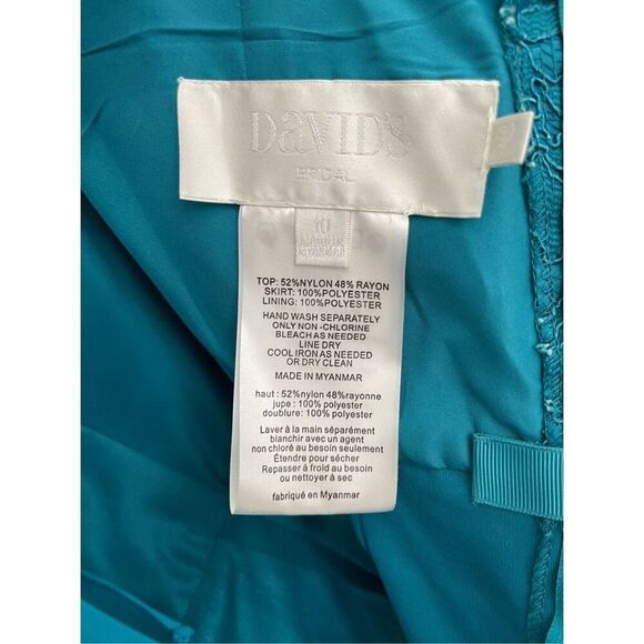 David's Bridal Mini Dress Size 10 Teal Oasis Fi7020 Halter Neck tie Mini - Picture 5 of 9